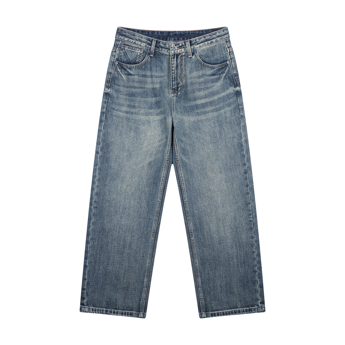 Vintage Wash Straight-Leg Jeans