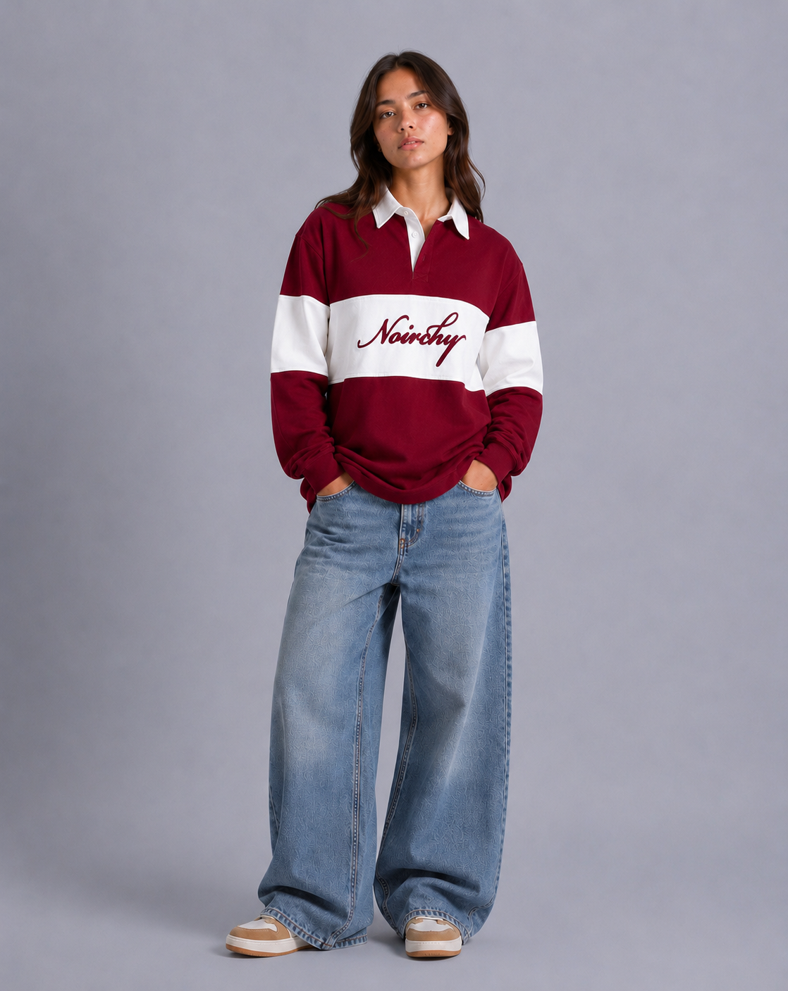 Noirchy Heritage Rugby Polo-Maroon